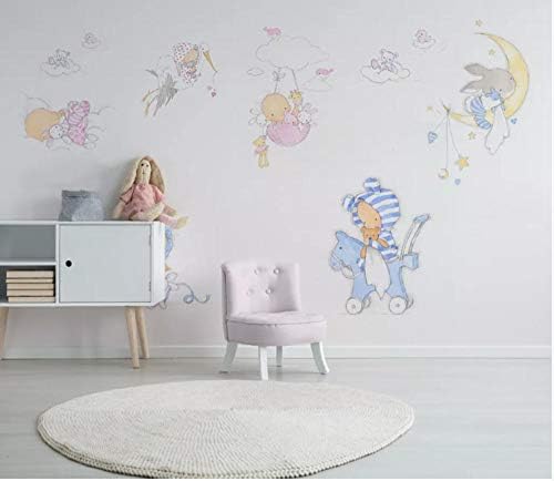 Kids Bedroom Nursery Cute Rabbit Girl Children's Room 3D Wall Mural Photo Wallpaper