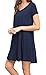 KEEDONE Women's Swing Dress Casual Loose Tunic Dress (L, Navy Blue)