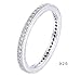 BORUO 2MM 925 Sterling Silver Ring, Cubic Zirconia CZ Wedding Band Stackable Ring Size 11