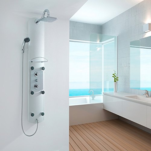 Hudson Reed Duschpaneel Cascade - Thermostatische Duschsäule aus Aluminium mit Bedienelementen aus verchromtem Messing - Mult