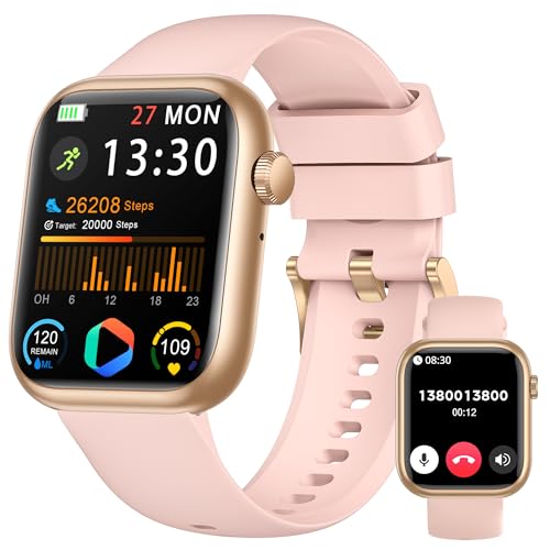 Smartwatch Damen Herren, 1.83" HD Fitness Tracker mit Schrittzähler/Blutdruckmessung/Pulsuhren/Telefonfunktion, Schlaftracker, 120+ Sportmodi, IP68 Wasserdicht