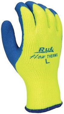 NS Ruf-Flex Thermo Blue Rubber Palm Coated Hi-Vis Yellow Cold Temperature Work Gloves, X-Large (3 Pairs)