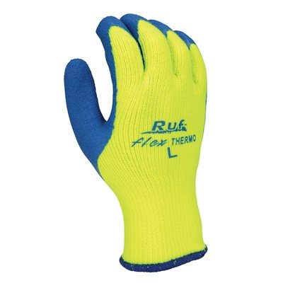 NS Ruf-Flex Thermo Blue Rubber Palm Coated Hi-Vis Yellow Cold Temperature Work Gloves, X-Large (3 Pairs)