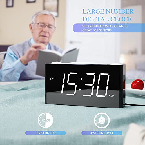 ROCAM Alarm Clock for Bedrooms Large 7.5" LED Display with Dimmer