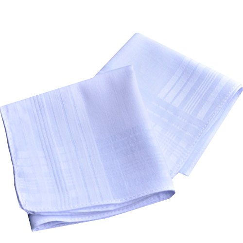 BonjourMrsMr Solid Mens Fashion White 100% Contton Hankerchifs Hanky