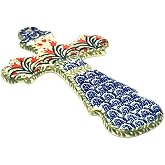Polish Pottery Cross - Large (8") - Crimson Bells