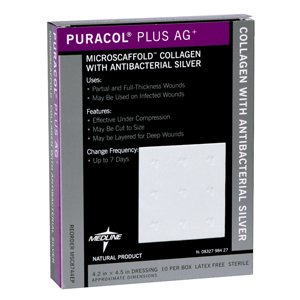 Puracol Plus AG Collagen Antimicrobial Silver Dressing 4-1/4