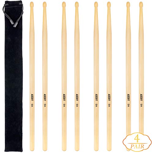 4 Pairs 5A Drum Sticks,Wood Tip Drumsticks(Maple)
