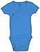 Boys Girls Baby Bodysuit Made with Organic Cotton - Short Sleeve Kimono Style with Side Snaps Bodysuit and Gloved Sleeve - Baby Blue 6M