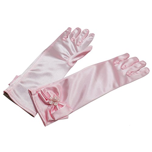 Rocinha 2 Sets Kids Girls Satin Bowknot Formal Gloves Girls Princess Costume Gloves for Cosplay Party ,Pink&White - Thumbnail 3