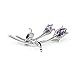 Glamorousky Elegant Flower Brooch with Silver and Purple Austrian Element Crystals