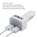 MONKA@ 4in1 3.1A FAST DUAL USB Car Charger with iPhone 6, 6 Plus, 5s, 5c, 4s, 4, iPods,iPad,Samsung Galaxy Note4 5 S4 5 Cell Phones,GPS,Tablets,Blue LED Displays Voltage,USB Charged Devices(White)