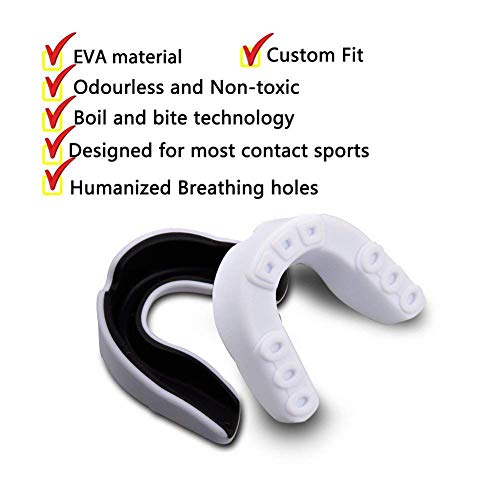 Sports Youth Football Mouth Guard Sports, Anti-Microbial Mouthguard for UFC, Boxing, Lacrosse, Ice Hockey, etc, Youth & Adult Sizes（Blue White） - Thumbnail 5