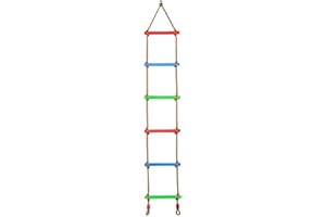 letsgood 6.6 ft Colorful Climbing Rope Ladder for Kids - Outdoor Backyard Playground Swing Ninja Slackline Ladder for Warrior Obstacle Course, Tree House, Swing Set