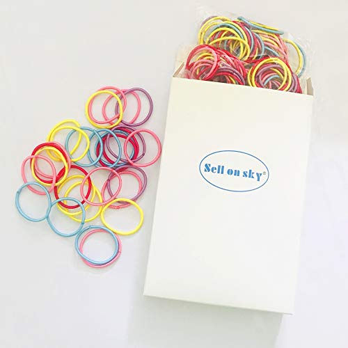 image for Sell on sky Premium 200 PCS Elastic Hair Ties, Multi-color Ouchless Po