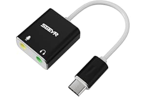 SGEYR Type C External Sound Card, USB-C to 3.5mm Jack Audio Adapter, Type C to Microphone Headphone Adapter, USB-C to Audio A