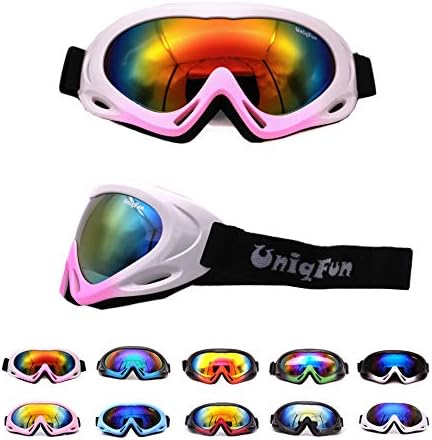 Uniqfun キッズ ジュニア 子供用 スキーゴーグル スノーゴーグル スノーボードゴーグル スノボゴーグル ミラーレンズ 登山 スキー スノーボード アウトドアスポーツ