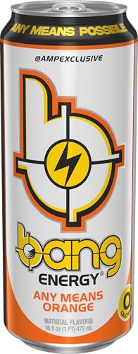 BANG ENERGY ANY MEANS ORANGE, SUGAR-FREE ENERGY DRINK, 16-OUNCE