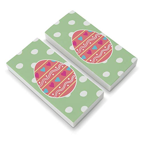 Cute Easter Egg Pink with Hearts Eraser Set of 2