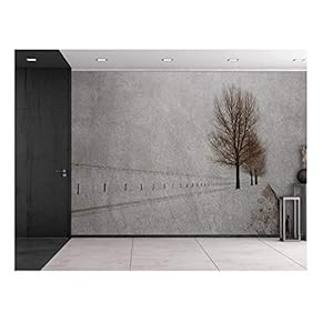 Wall26 - Lone Tree Against an Empty Road with a Fence - Wall Mural, Removable Sticker, Home Decor - 66x96 inches
