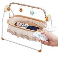 WBPINE Baby Cradle Swing, Automatic Baby Bassinets Swing Crib for Baby Boy and Girls with Music (Brown)