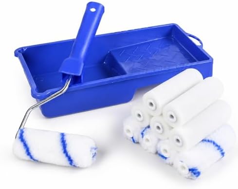 Pequeno rolo de tinta Adicione pegas e tabuleiros, 10 PCS, 10 recargas de espuma de 10 cm (dois materiais), kit de rolo de tinta em espuma para pintura DIY com tintas