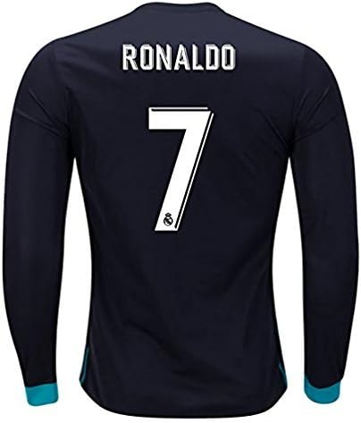 2017-2018 Ronaldo 7 Real Madrid Away Long Sleeve Jersey Men's Color Black Size S
