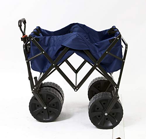 Mac Sports Heavy Duty Collapsible Folding All Terrain Utility Beach Wagon Cart, Blue/Black (Certified Refurbished) - Thumbnail 2
