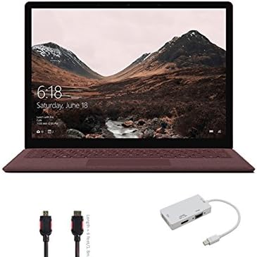 2017 Surface Laptop Bundle (3 Items): Surface Laptop Burgundy Core i5, 8GB, 256GB SSD, Mini DisplayPort Adaptor and HDMI Cable