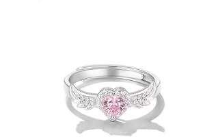 DkakoJew Beautiful Pink Angel Wings Rings, Adjustable Opening Size Rings for Women Teenage Girls, Adjustable Ring Jewelry, Best Birthday Gift Christmas Gifts.