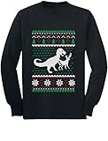 T-Rex VS Reindeer Funny Xmas Long sleeve kids T-Shirt With Christmas Prop