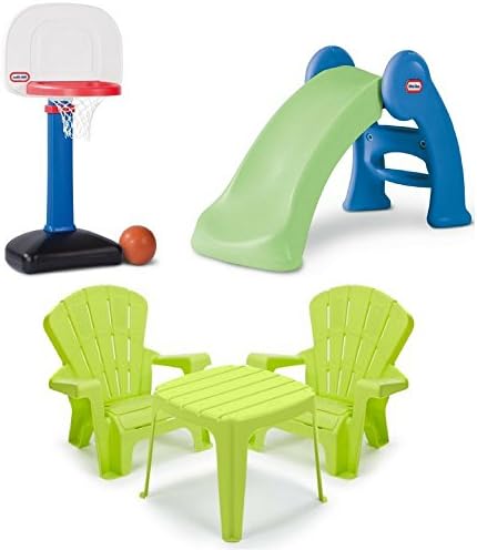 Kids Easy Score Basketball Set, Jr Play Slide and 3-Piece Garden Table &amp; Chairs, Little Tikes, Toddler Outdoor Play, Sports &amp; Games, Active, Enhances Social &amp; Motor Skills, Coordination, Fun Activity
