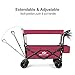 Goplus Collapsible Folding Wagon Cart, Utility Garden Cart Collapsible Outdoor Trolley with Sun/Rain Shade, Push Bar for Shopping, Beach, Lawn, Sports