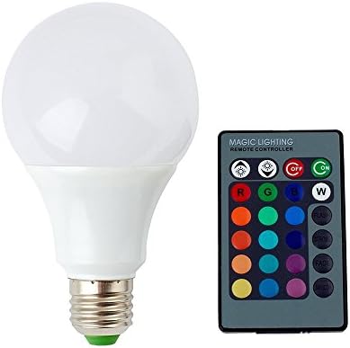 EEOO A60 16 Color Changing RGB LED SD Light Bulb Lamp 5W E27 Standard Screw Base Lifespan 25000h with Remote Control for Decorating Home,Bar, Party, KTV