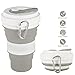 CREATELIFE Collapsible Travel Cup - Multifunctional Silicone Folding Camping Cup Sport Bottle with Lids - Expandable Scald-Proof Drinking Cup - BPA Free, Portable Bottle (Gray)