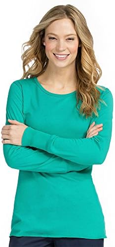 Peaches Women's Long Sleeve Great for Layering Under Scrubs Tee Spearmint Small