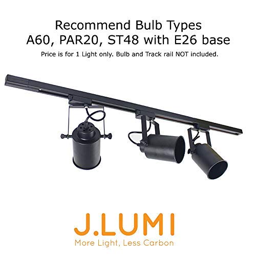 J.LUMI TRK6003 Track Light Head Plymouth, Vintage décor Light, 120V AC, E26 lamp Holder, uses PAR20 or A19 LED Bulbs, Compatible Track Rail RAL3002 (Bulb and Track Rail NOT Included) - Thumbnail 4
