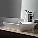 KES Bathroom Square Porcelain Vessel Sink Above Counter White Countertop Bowl Sink for Lavatory Vanity Cabinet Contemporary Style, BVS111…