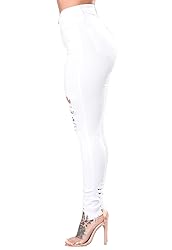 ZERMOM Women's Ripped Skinny Jeans Stretch Mid Rise