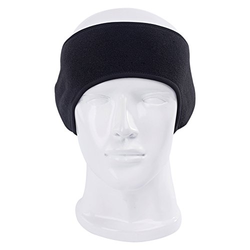 Windproof Fleece Thermal Headbands Ear Warmers Winter Sports Stretchy Riding Running Warm Ear Muffs Hair Banding - Black - Thumbnail 7