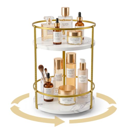 Rotating Bathroom Counter Organizer 2 Tier Makeup