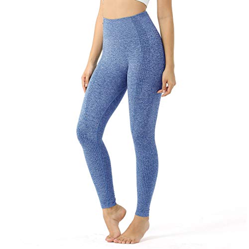 Aoxjox Women’s High Waist Workout Gym Vital Seamless Leggings Yoga Pants (Royal Blue Marl, Small)
