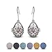 INFUSEU Essential Oil Jewelry for Women Anxiety, Fun Lava Rock Stone Aromatherapy Diffuser Dangle Earrings Teardrop Filagree Flower Drop Ear Ring
