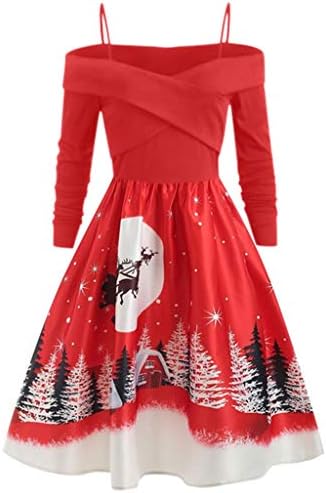 Ladies Jumper Dress, Christmas Jumpers Womem Christmas Women Jumper Funny Ugly Off Shoulder Xmas Tree Jumper Dress Red Novelty Christmas Jumper Secret Santa Gifts Plus Size