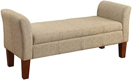 Amazon Com Storage Bench With Armrest On Both Ends Tan And Brown Furniture Decor