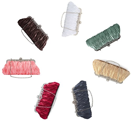Pulama Elegant Envelope Clutch Satin Purse Wallet with Vintage Decoration (two chains, 7 colors)
