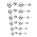 Jstyle Jewelry Stainless Steel Mens Womens Ball Stud Earrings 6 Pairs 2-7mm