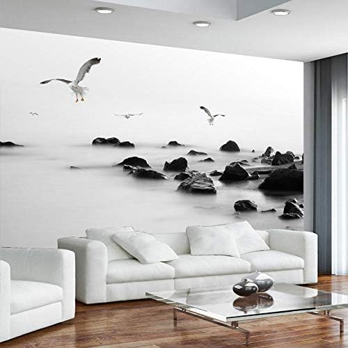 Cyalla Custom Photo Wallpaper Modern Black and White Artistic Conception Stone Photo Mural Wallpaper for Walls 3D Living Room Bedroom-280X200Cm