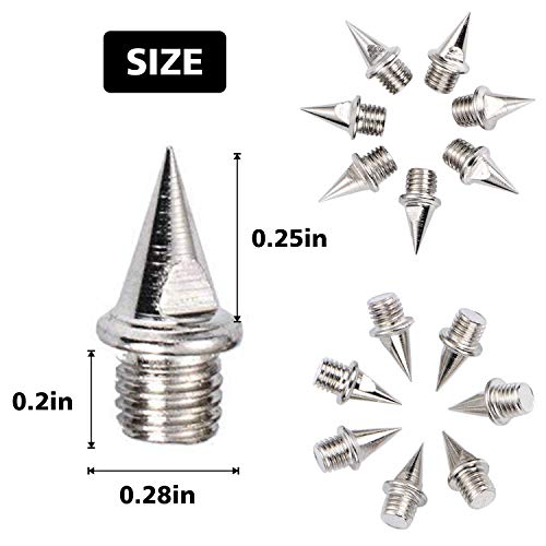 WESTRONG Track Spikes 1/4 Inch Pyramid Shoe Spikes Replacements Track and Cross Country Spikes Stainless Steel Shoe Spikes Replacement with 1 Pcs Spike Wrench (110Pieces)