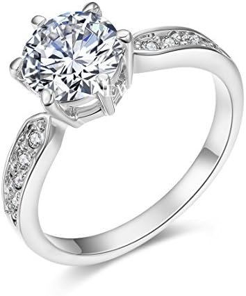 NEWBARK 18k Platinum Plated 1.5ct CZ Diamond Solitaire Engagement Wedding Rings, Size 8